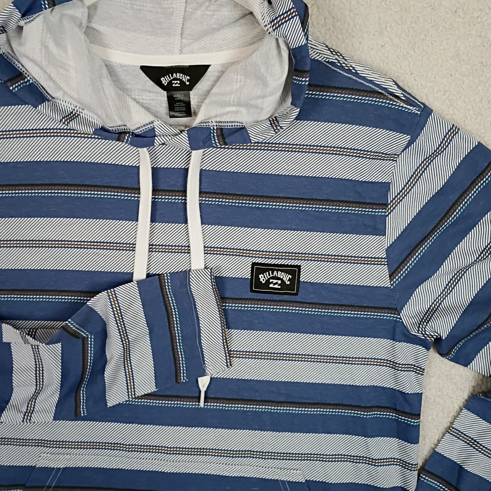 Billabong Hoodie Tee Striped Men Small Blue Surf Lightweight Skate Beach